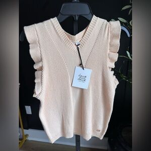 NWT Deux par Deux Ruffle Cap-Sleeve Sweater big girls Size 12 Vest